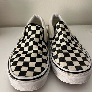 Checkered slip on vans